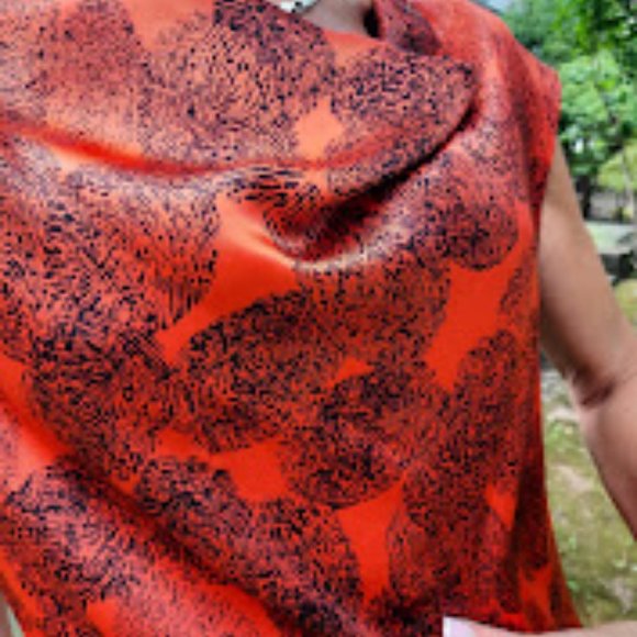 Size 38 Yves Saint Laurent 2011 Silk charmeuse dress, orange, black - Picture 6 of 7